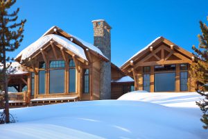 snowy home in big sky montana